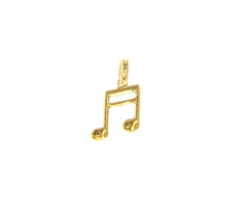 Load image into Gallery viewer, SOLID 18K YELLOW GOLD SMALL 12mm 0.47&quot; MUSICAL NOTE PENDANT CHARM, MADE IN ITALY.
