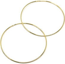 Load image into Gallery viewer, 18K YELLOW GOLD ROUND CIRCLE HOOP EARRINGS DIAMETER 60 MM x 1 MM, MADE IN ITALY.
