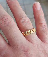 Load image into Gallery viewer, 18K YELLOW GOLD MAN BAND 6mm THICK SOLID MIAMI CUBAN CURB CHAIN RING.
