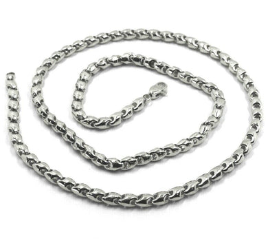 18K WHITE GOLD CHAIN 4mm TUBE ROUNDED DROP LINK 40cm 16