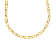 18K YELLOW GOLD CHAIN, 3.5mm, TIGER EYE ELONGATED ONDULATE FLAT LINKS 45cm 18