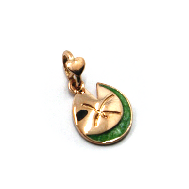 9K ROSE GOLD SMALL 12mm LOTUS FLOWER DODO MARIANI ENAMEL PENDANT, ITALY MADE.