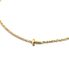 Load image into Gallery viewer, 18k yellow gold rolo thin bracelet with central small 5mm letter initial T.
