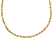 9K YELLOW GOLD 3.5mm ROPE CHAIN BRAID ROPE CORD, HOLLOW NECKLACE, LENGTH 19.7