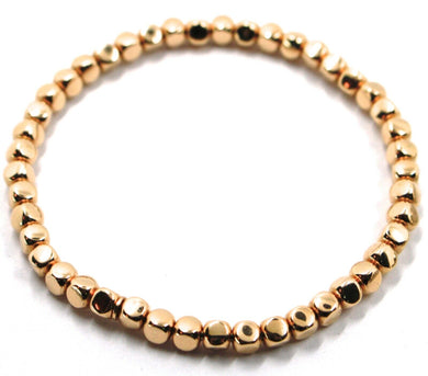 solid 18k rose gold elastic bracelet, cubes diameter 4 mm 0.16