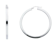 18k white gold circle earrings diameter 40 mm with square tube, made in Italy.