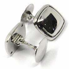 Load image into Gallery viewer, 18k white gold cufflinks, rounded square button, made in Italy
