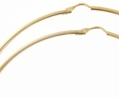 18K YELLOW GOLD ROUND CIRCLE EARRINGS DIAMETER 70 MM WIDTH 1.7 MM, MADE IN ITALY.
