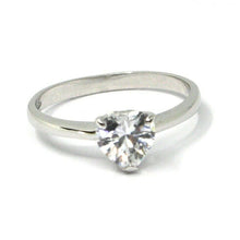 Load image into Gallery viewer, SOLID 18K WHITE GOLD RING, SOLITAIRE WITH HEART CUBIC ZIRCONIA 1.30 CARATS.
