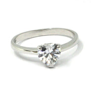 SOLID 18K WHITE GOLD RING, SOLITAIRE WITH HEART CUBIC ZIRCONIA 1.30 CARATS.