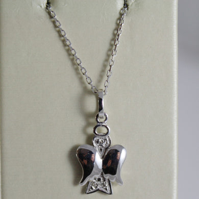 ROBERTO GIANNOTTI 9K WHITE GOLD DIAMOND CUT CHAIN & ANGEL PENDANT MADE IN ITALY.