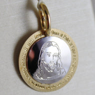 18k white yellow gold medal Jesus Christ with the glory prayer made in Italy.
