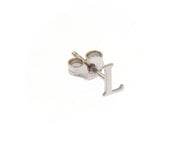 18K WHITE GOLD BUTTON SINGLE EARRING, FLAT SMALL LETTER INITIAL L 6mm 0.24