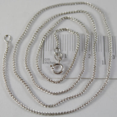 SOLID 18K WHITE GOLD SPIGA WHEAT EAR CHAIN 16 INCHES, 1.2 MM, MADE IN ITALY.
