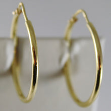 Load image into Gallery viewer, 18K YELLOW GOLD EARRINGS CIRCLE HOOP 24 MM 0.94 INCHES DIAMETER MADE IN ITALY.
