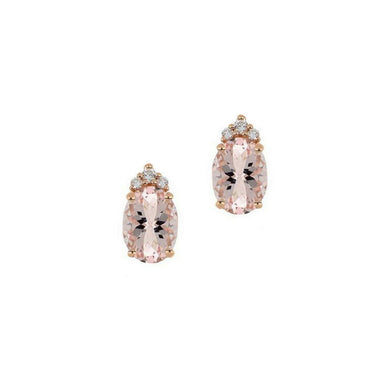 SOLID 18K ROSE GOLD ORSINI EARRINGS WITH CENTRAL OVAL MORGANITE  AND DIAMONDS.