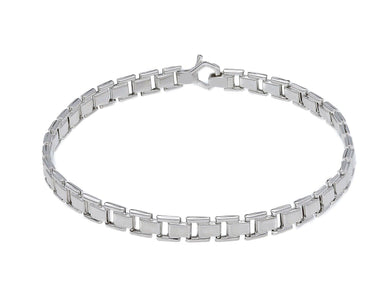 18K WHITE GOLD MAN BRACELET ALTERNATE 5mm SMOOTH RECTANGULAR SMALL PLATES, 8.3