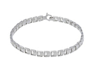 18K WHITE GOLD MAN BRACELET ALTERNATE 5mm SMOOTH RECTANGULAR SMALL PLATES, 8.3