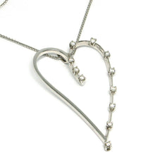 Load image into Gallery viewer, 18k white gold necklace, big heart pendant, 0.44 carats diamonds, ear chain.
