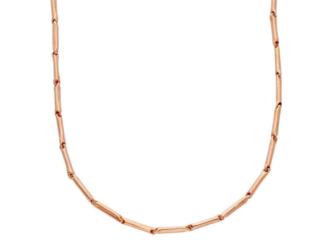 18K ROSE GOLD CHAIN THIN BONE 1.3x8mm ROUNDED TUBE LINK, 23.6