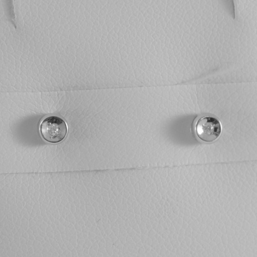 18k white gold mini round earrings diamond diamonds 0.04 ct, made in Italy.