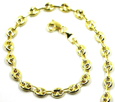 9K GOLD BRACELET NAUTICAL MARINER OVALS 4 MM THICKNESS, 18 CM, 7.1 INCHES.