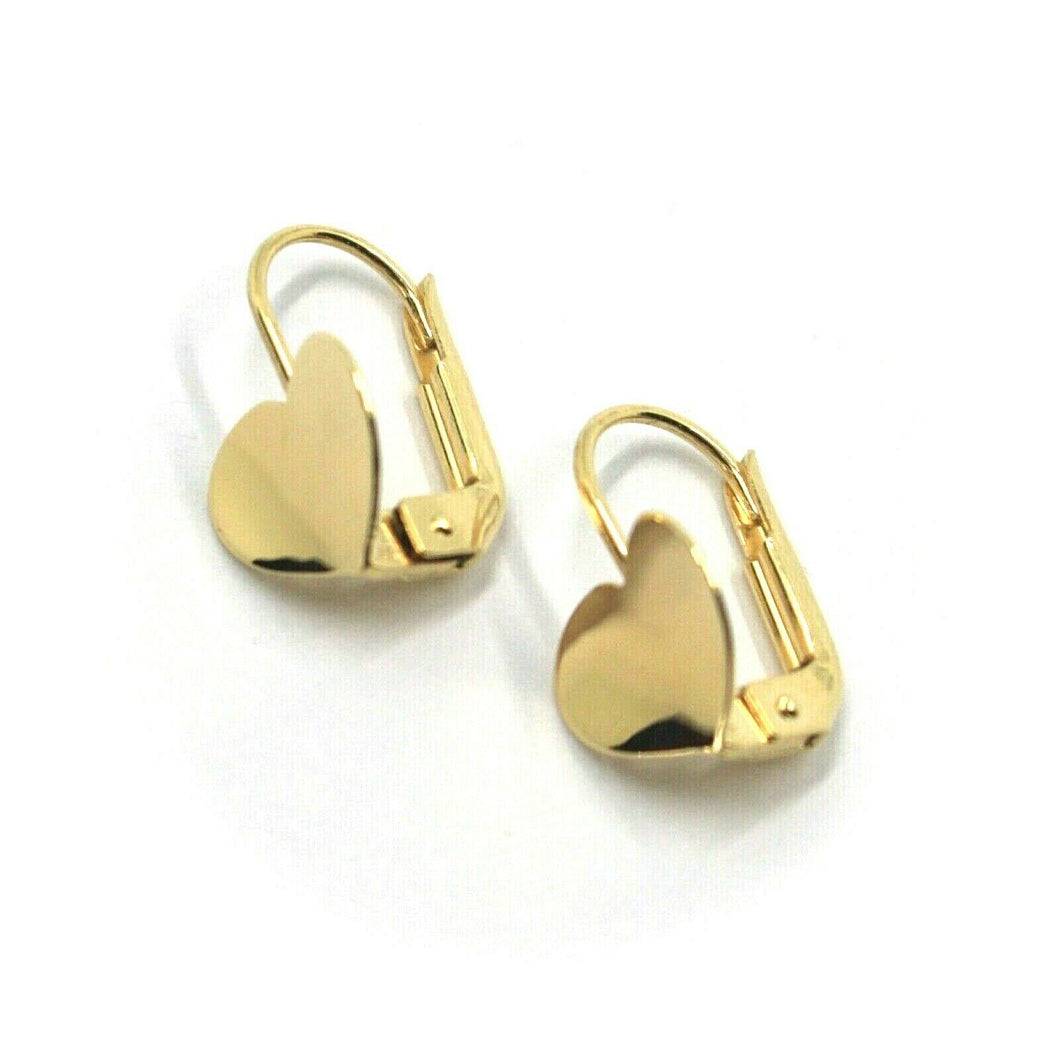 18k yellow gold pendant leverback 8mm hearts earrings, length 15mm 0.6