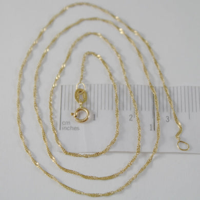 18K YELLOW GOLD MINI SINGAPORE BRAID ROPE CHAIN 16 INCHES, 1 MM, MADE IN ITALY.