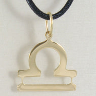 18k yellow gold zodiac sign pendant, zodiacal flat charm, libra, made in Italy.