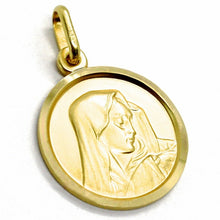 Load image into Gallery viewer, solid 18k yellow gold Our Lady of Sorrows, 17 mm, round medal, Mater Dolorosa Virgin Mary pendant
