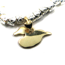 Load image into Gallery viewer, 925 STERLING SILVER TUBES CUBES BRACELET WITH 9K YELLOW GOLD 10mm DUCK PENDANT.
