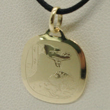 Load image into Gallery viewer, 18K YELLOW GOLD PENDANT SQUARE MEDAL REMEMBRANCE BAPTISM ENGRAVABLE ITALY MADE.
