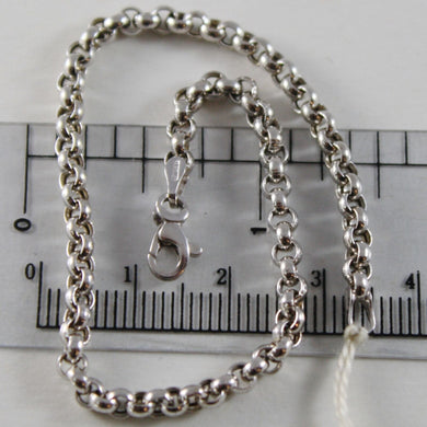 18k white gold bracelet 7.5 in, dome round circle rolo link, 3 mm made in Italy.