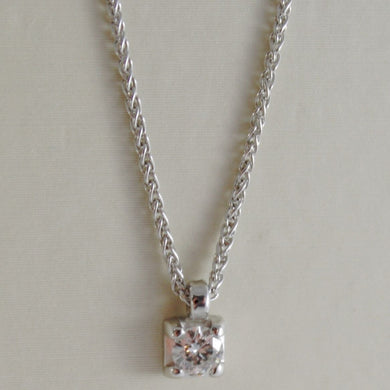 18k white gold necklace with diamond 0.12 carats, ear link chain made in Italy.