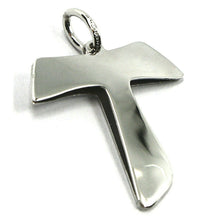 Load image into Gallery viewer, 18k white gold double tau cross, Glory be to the Father prayer engraved, 24mm.

