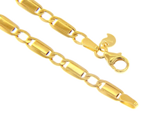 Load image into Gallery viewer, 9K YELLOW GOLD BRACELET FLAT GOURMETTE CURB ALTERNATE WITH OVAL 4mm LINK, 8.3&quot;.
