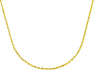 SOLID 18K YELLOW GOLD CHAIN NECKLACE 1.5mm ROPE BRAIDED 45cm 18