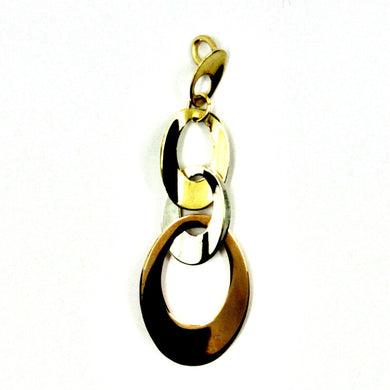 18K YELLOW WHITE ROSE GOLD PENDANT, ALTERNATE DROPS & OVALS 1.7