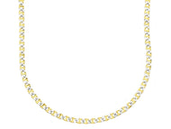 18K YELLOW WHITE GOLD SOLID CHAIN NECKLACE SMALL 2mm FLAT OVAL MARINER 18