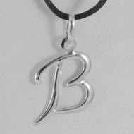 18k white gold pendant charm initial letter B, made in Italy 0.9 inches, 22 mm.
