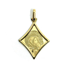 Load image into Gallery viewer, 18K YELLOW GOLD MEDAL PENDANT, VIRGIN MARY AND JESUS, LENGTH 23mm, RHOMBUS.
