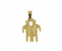 Load image into Gallery viewer, solid 18k yellow gold zodiac sign pendant, zodiacal charm, gemini made in Italy.
