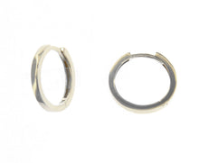 Load image into Gallery viewer, 18K WHITE GOLD HOOPS CIRCLE EARRINGS DIAMETER 15mm SQUARE TUBE THICKNESS 1.5mm.
