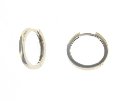 18K WHITE GOLD HOOPS CIRCLE EARRINGS DIAMETER 15mm SQUARE TUBE THICKNESS 1.5mm.