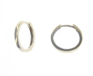 18K WHITE GOLD HOOPS CIRCLE EARRINGS DIAMETER 15mm SQUARE TUBE THICKNESS 1.5mm.