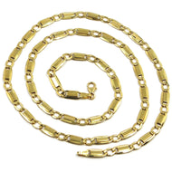 18K YELLOW GOLD CHAIN GOURMETTE ALTERNATE FLAT PLATES  SQUARE LINKS 4.8 mm, 24