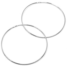 Load image into Gallery viewer, 18k white gold round circle hoop earrings diameter 60 mm x 1 mm, made in Italy
