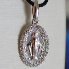 Load image into Gallery viewer, 18k white gold zirconia miraculous medal Virgin Mary madonna 1.06&quot;.
