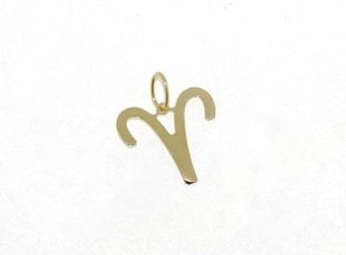 18k yellow gold zodiac sign pendant, zodiacal flat charm, aries, made in Italy.