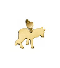 Load image into Gallery viewer, SOLID 9K YELLOW GOLD SMALL 10mm PENDANT FLAT WOLF MADE IN ITALY BY DODO MARIANI.
